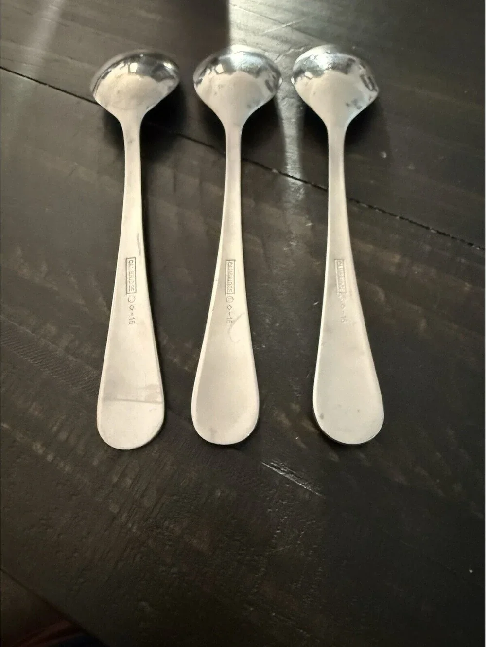 Cambridge Conquest Stainless Teaspoons Set of 3 Frosted Curved Line Pattern